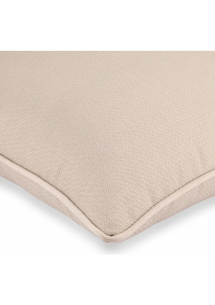 Lara Modern Keten & Nubuk Kombin 50*50 Biyeli Kırlent Krem