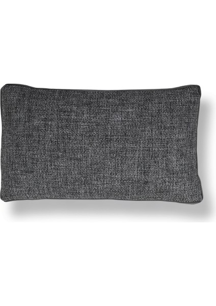 Lara Modern Keten & Nubuk Kombin 30*50 Façalı Kırlent Koyu Gri