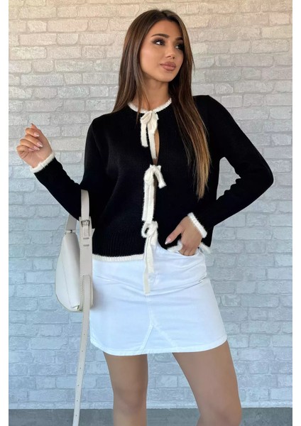 Ön Bağlamalı Kadın Triko Ceket (S-M-L Beden Uyumludur) P-00013155