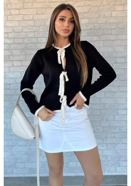 Ön Bağlamalı Kadın Triko Ceket (S-M-L Beden Uyumludur) P-00013155