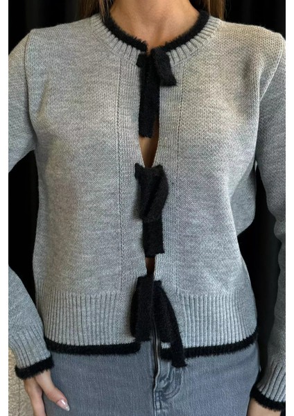 Ön Bağlamalı Kadın Triko Ceket (S-M-L Beden Uyumludur) P-00013155