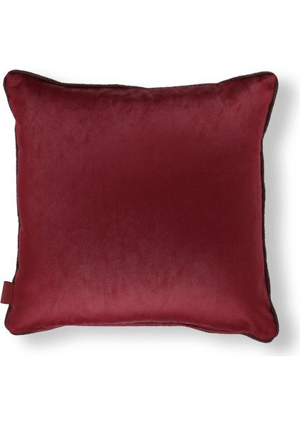 Nara Modern Keten & Nubuk Kombin 50*50 Biyeli Kırlent Kırmızı