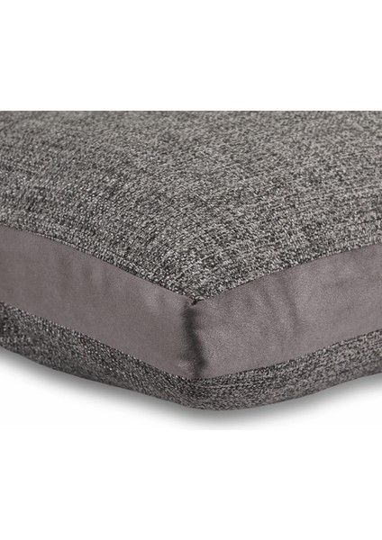 Lara Modern Keten & Nubuk Kombin 45*45 Façalı Kırlent Koyu Gri