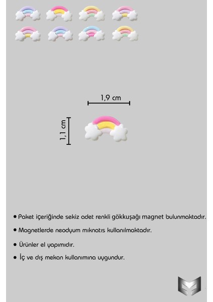 8'li Dekoratif Karışık Renk Gökkuşağı Desenli Mıknatıs-Magnet Buz Dolabı & Metal Pano fiyatları