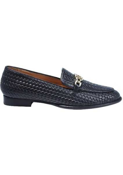 Deri Sıyah Loafer Düz 69 10
