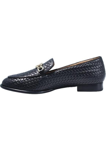 Deri Sıyah Loafer Düz 69 10
