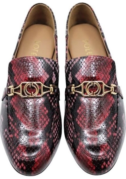 Deri Kırmızı-Yesıl Loafer Düz 69 04 V2 modelleri