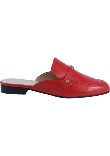 Deri Kırmızı Babet Terlik 69 11