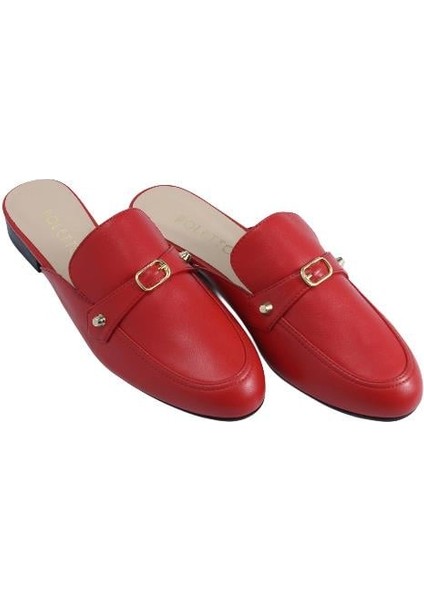 Deri Kırmızı Babet Terlik 69 11 modelleri