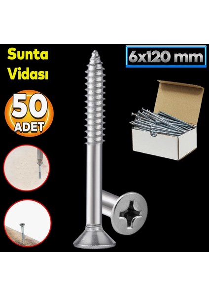 Sunta Vidası 6X120 mm (50 Adet)