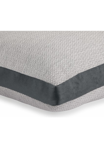 Lara Modern Keten & Nubuk Kombin 45*45 Façalı Kırlent Gri