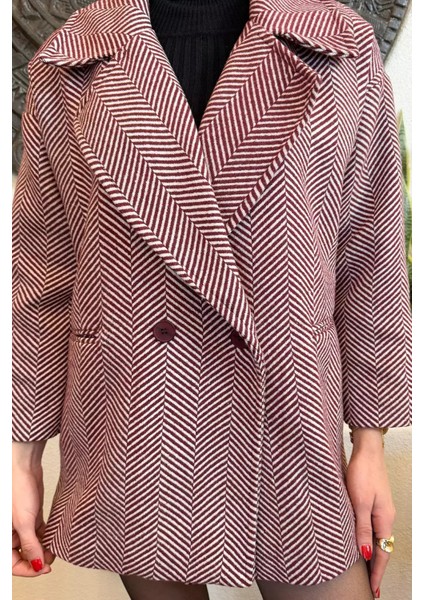 Kadın Astarlı Balıksırtı Oversize Kaşe Kaban P-00012874 fırsatları