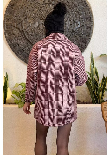 Kadın Astarlı Balıksırtı Oversize Kaşe Kaban P-00012874 indirimleri