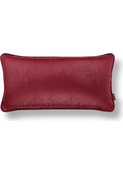 Lara Modern Keten & Nubuk Kombin 35*65 Biyeli Kırlent Kırmızı & Koyu Gri