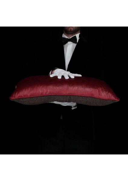 Lara Modern Keten & Nubuk Kombin 35*65 Biyeli Kırlent Kırmızı & Koyu Gri modelleri