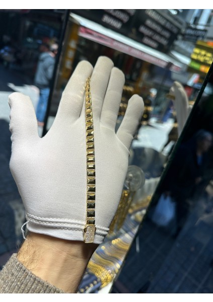 14 Ayar Altın Kare Desenli Bileklik