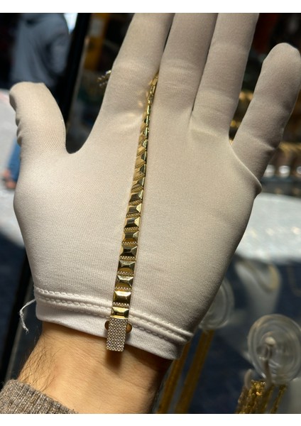14 Ayar Altın Kare Desenli Bileklik fiyatları