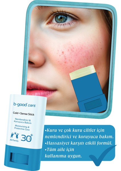 Soğuk ve Hassasiyet Karşıtı SPF 30+ Yüz & Vücut için Cold + Sense Stick 15 gr