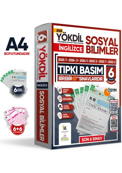 2025 Yökdil Ingilizce Sosyal Bilimler Ösym Çıkmış Soru Tıpkı Basım Deneme Paketi 6lı Türkiye Geneli