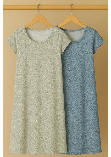 2 Adet Dökümlü Rahat Kalıp Günlük Penye Kumaş Elbise