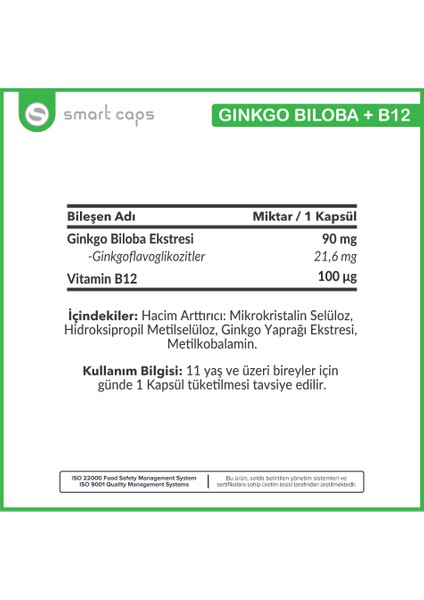 Gingko Biloba Ekstresi 60 Kapsül
