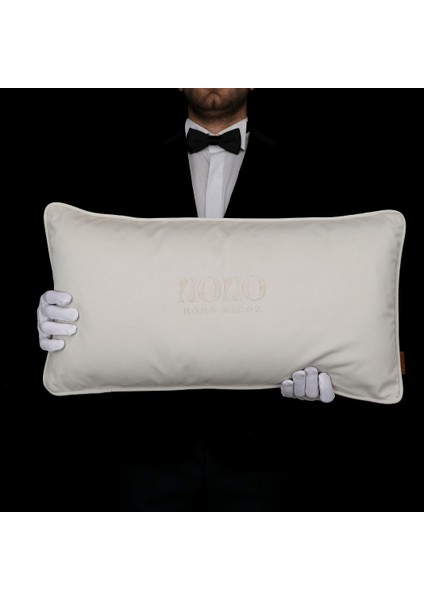 Bob Mat Düz Kadife Yumuşak Tuşeli 35*65 Biyeli Kırlent Krem