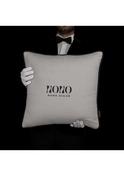 Bob Mat Düz Kadife Yumuşak Tuşeli 50*50 Biyeli Kırlent Gri