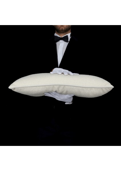 Diego Zigzag Bukle Şönil 35*65 Biyeli Kırlent Bej