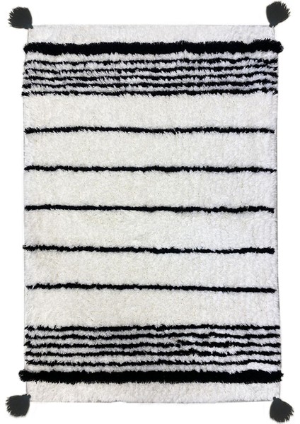 Rekhaa Beyaz 60x100 Cm Cotton Püsküllü Banyo Paspası Bpmk