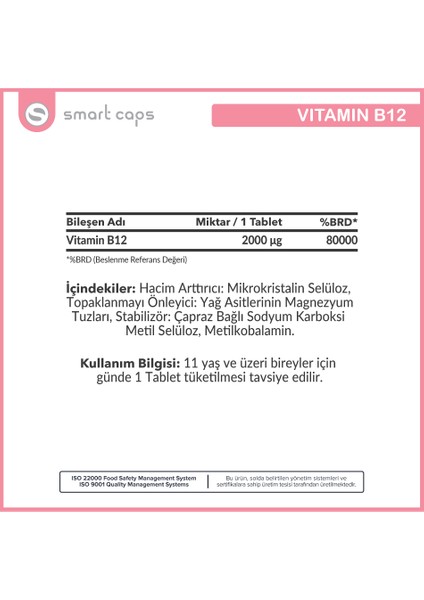 Vitamin B12 2000 µg / 60 Tablet