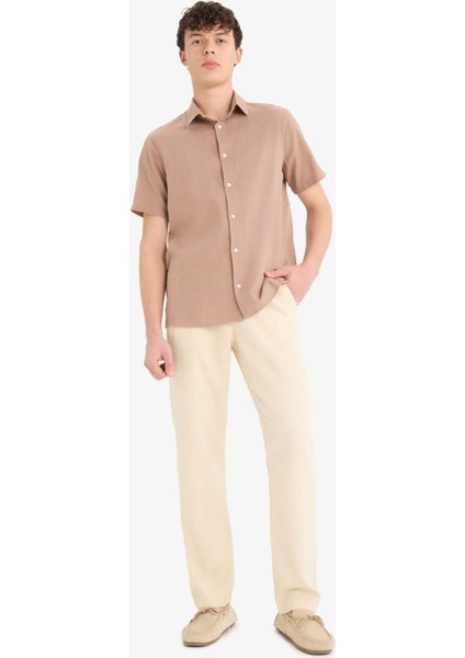 %100 Pamuk Regular Fit Polo Yaka Yazlık Kısa Kollu Gömlek D8613AX25SM