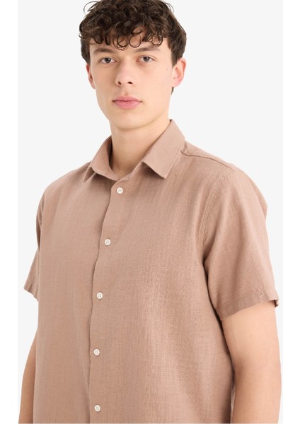 %100 Pamuk Regular Fit Polo Yaka Yazlık Kısa Kollu Gömlek D8613AX25SM