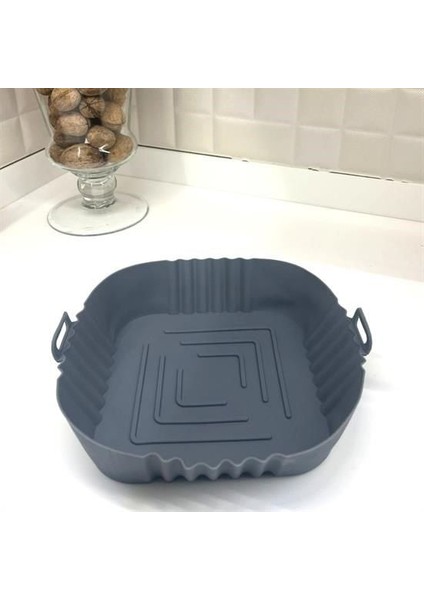 Li Isıya Dayanıklı Yıkanılabilir Silikon Fırın Airfryer Kare Model Pişirme Matı 20 cm