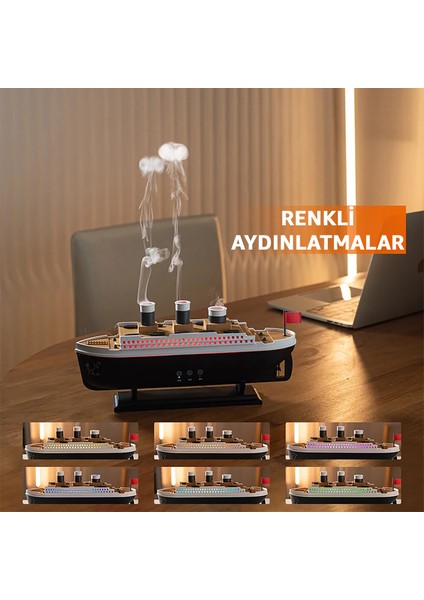 Buharlı Gemi Nemlendirici Hava Nemlendirici Buhar Makinesi Aromaterapi Difüzörü - Zamanlayıcılı - Işıklı - 2 Buhar Modu - Şık Tasarım - Uzaktan Kumandalı - Ev Ofis Için Mükemmel Hediyelik Eşya modelleri