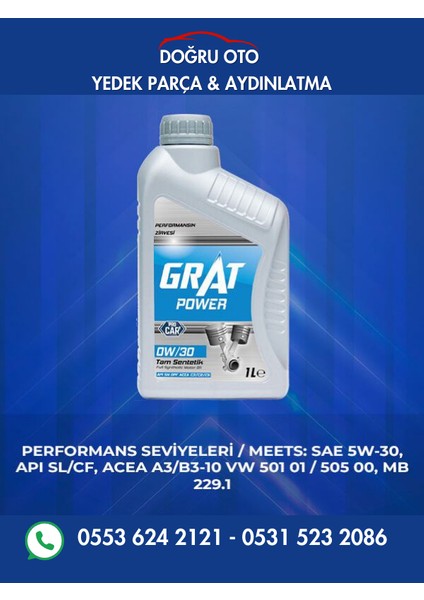 Motor Yağı 1lt 0W30 Partiküllü Tam Sentetik Apı Sn Dpf Acea C2-16/c3-16/c5-16