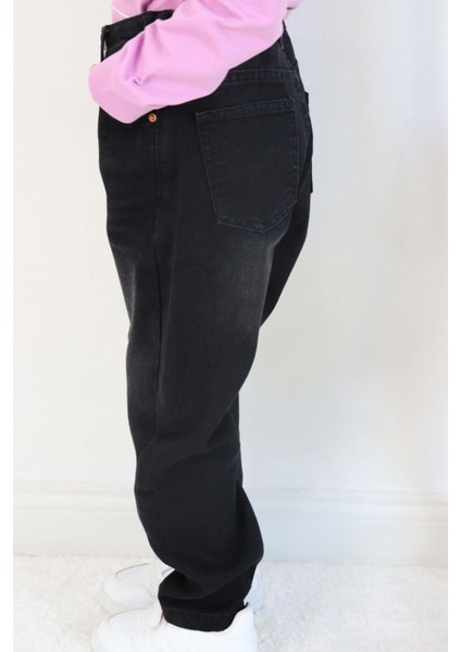 Kız Çocuk Kot Pantalon Cepli 5-9 Yaş, Siyah