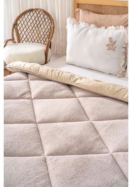 Bej Loura Tek Kişilik Çift Taraflı Lüx Wellsoft Yorgan 155x215 cm modelleri