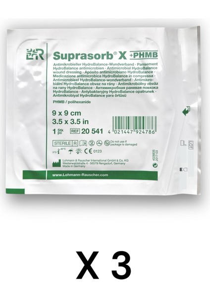 Suprasorb x + Phmb Hydrobalance Örtü 9 x 9 cm Kare - Ref 20541 - 3 Adet