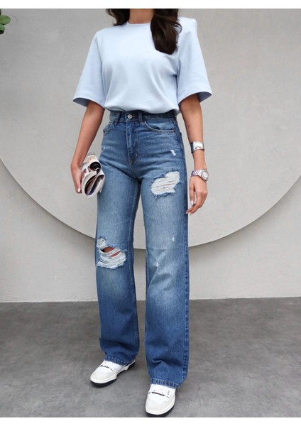 Yırtık Detaylı Straight Orj Jean