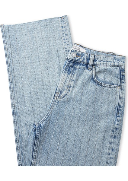 Hotfix Baskılı Wide Leg Jean Pantolon IS1250018047CC2 fiyatları