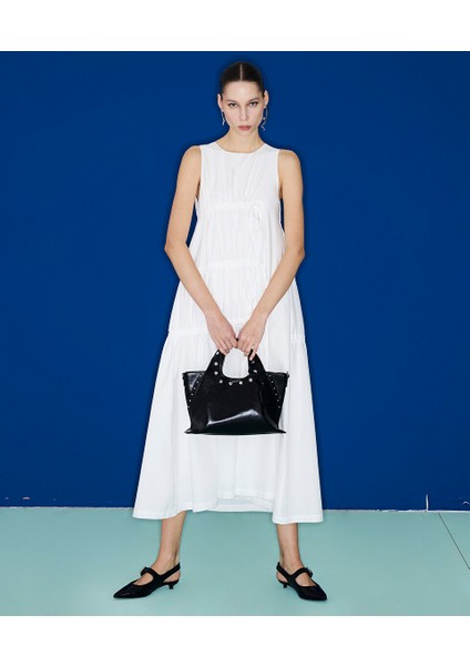 Büzgülü Poplin Elbise TS1250002476018