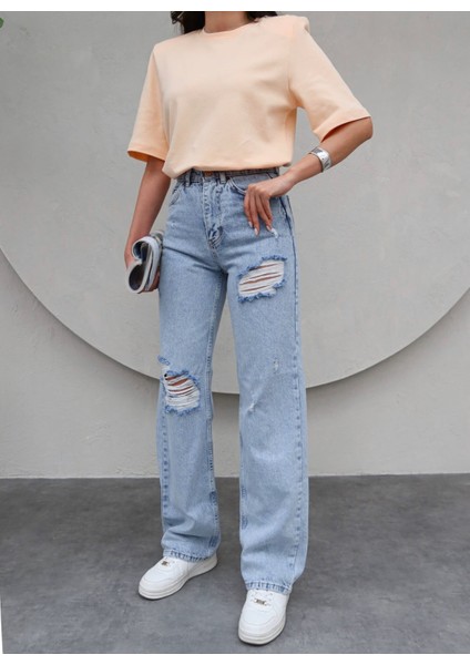 Yırtık Detaylı Straight Orj Jean