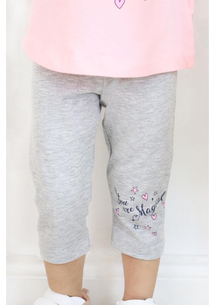 Kız Çocuk Kapri Taytlı Takım Unicorn Baskılı 1.5-5 Yaş, Pembe