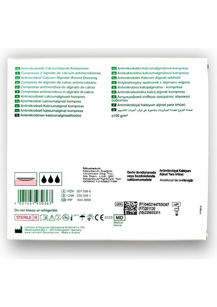 Suprasorb A + Ag Kalsiyum Aljinatlı ve Gümüşlü Örtü 10 x 10 cm - Ref 20571 - 3 Adet