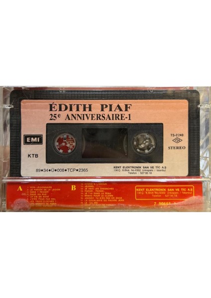 Kaset Edith Piaf – Piaf - 25E Anniversaire 1988 Baskı Kaset fiyatları