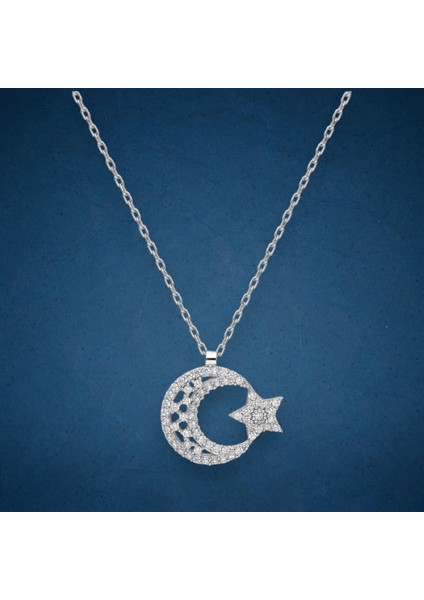 Modahilye 925 Ayar Gümüş Ayyıldız Kolye