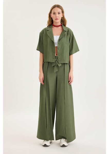 Krinkıl Kumaş Kısa Kol Crop Gömlek fiyatları