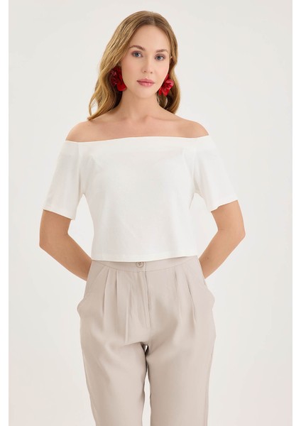Kayık Yaka Crop Bluz modelleri