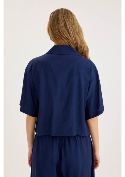 Krinkıl Kumaş Kısa Kol Crop Gömlek indirimleri