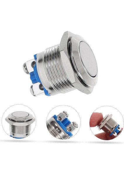 D98 19 mm Düz Metal Buton (PBS28B-2) (IC-182)